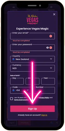 VegasNow Casino activate your account