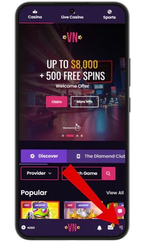 Menu button VegasNow